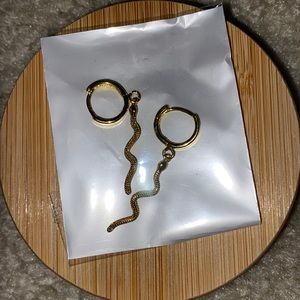 Gold dangly snake earrings